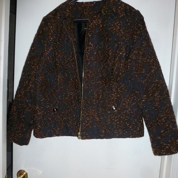 Dana Buchman Elegant Full Zip Linen Blazer Jacket w/ Snap Pockets XL - Picture 2 of 10